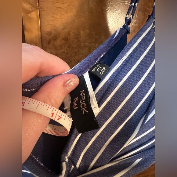 Striped Blue Kids One Piece Swimsuit - Picture 3 of 5